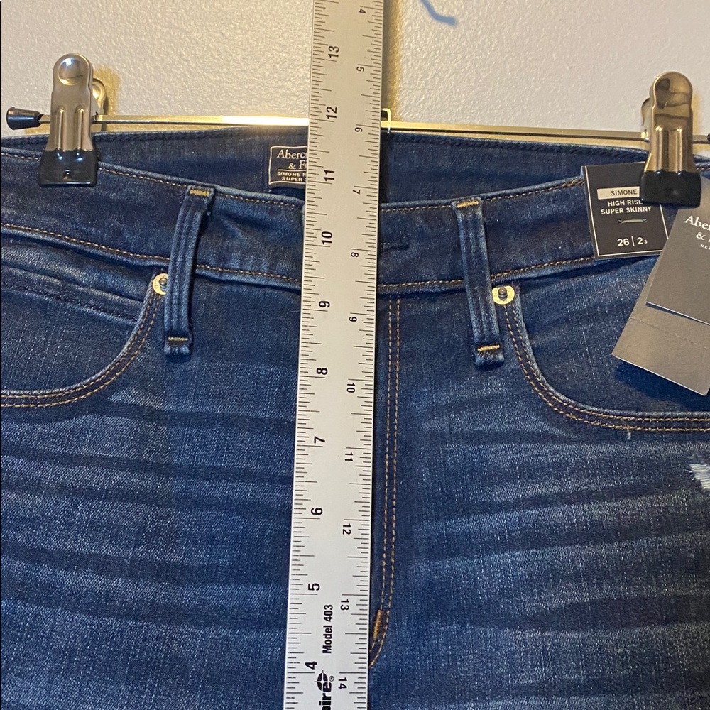 Abercrombie Simone High Rise Super Skinny Jeans NWT 26 SHORT 2S Blue Distressed - Picture 15 of 17